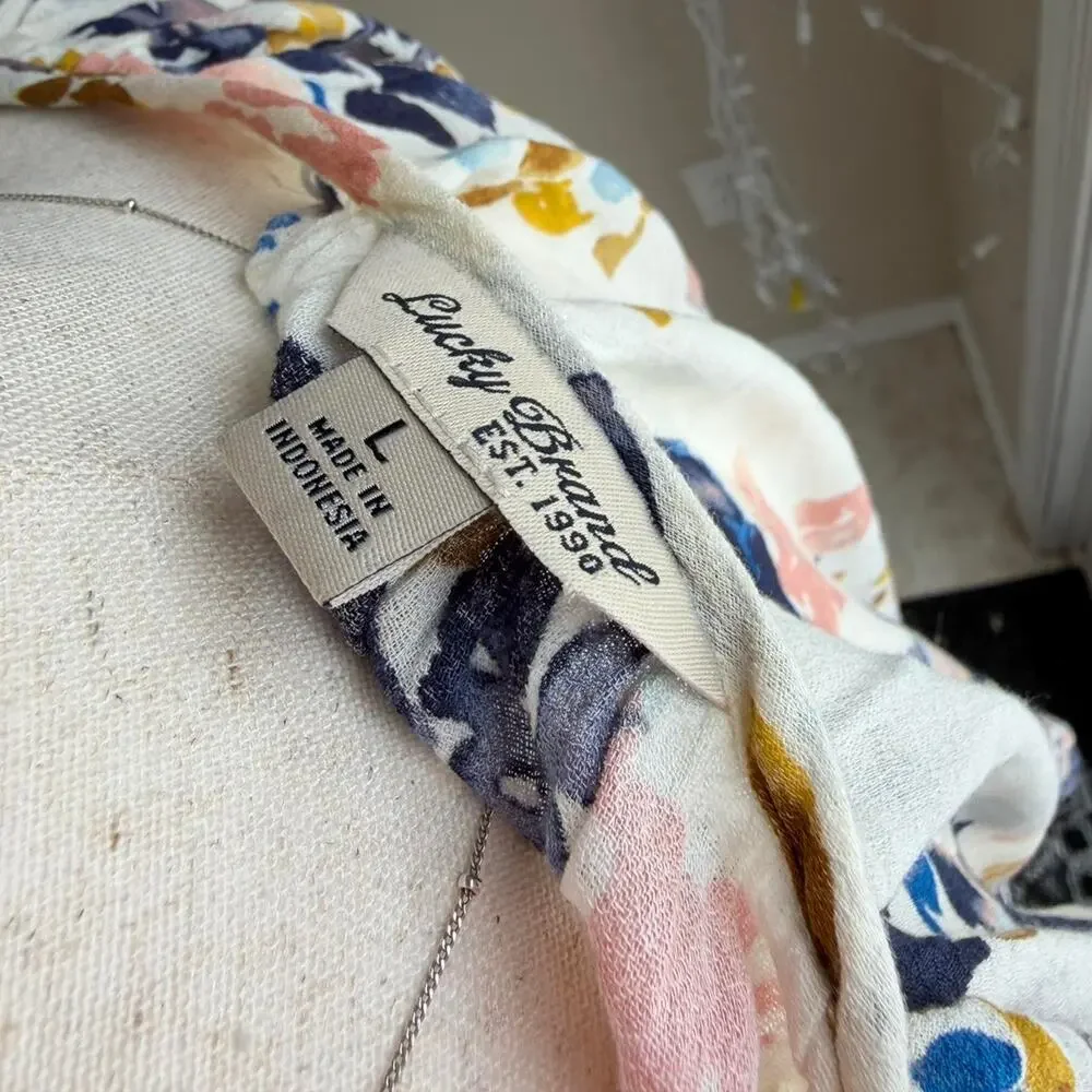 Lucky Brand Watercolor Floral Long Sleeve Blouse Large - Picture 5 of 5